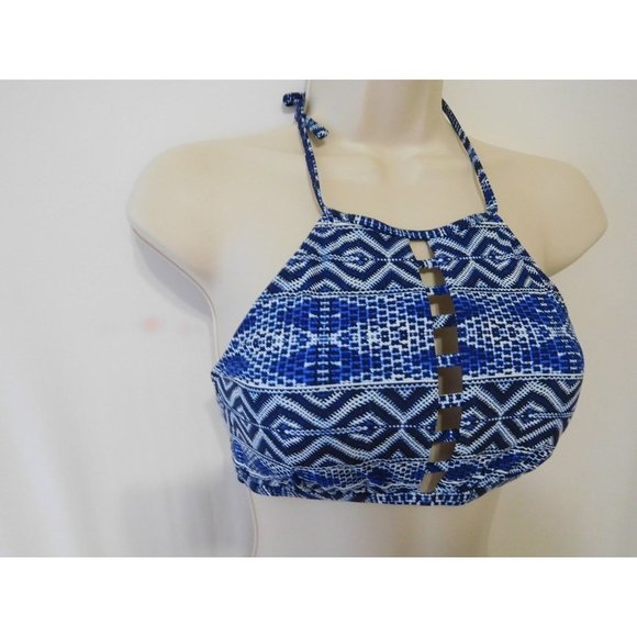 La Blanca Bikini Size 10 Top Indigo White Swimwear New High Neck  MenWomenStyles - Picture 3 of 12